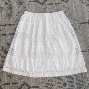 SW New York Skirt Women’s Large A-Line White Lace Cotton Midi Modest Cottagecore